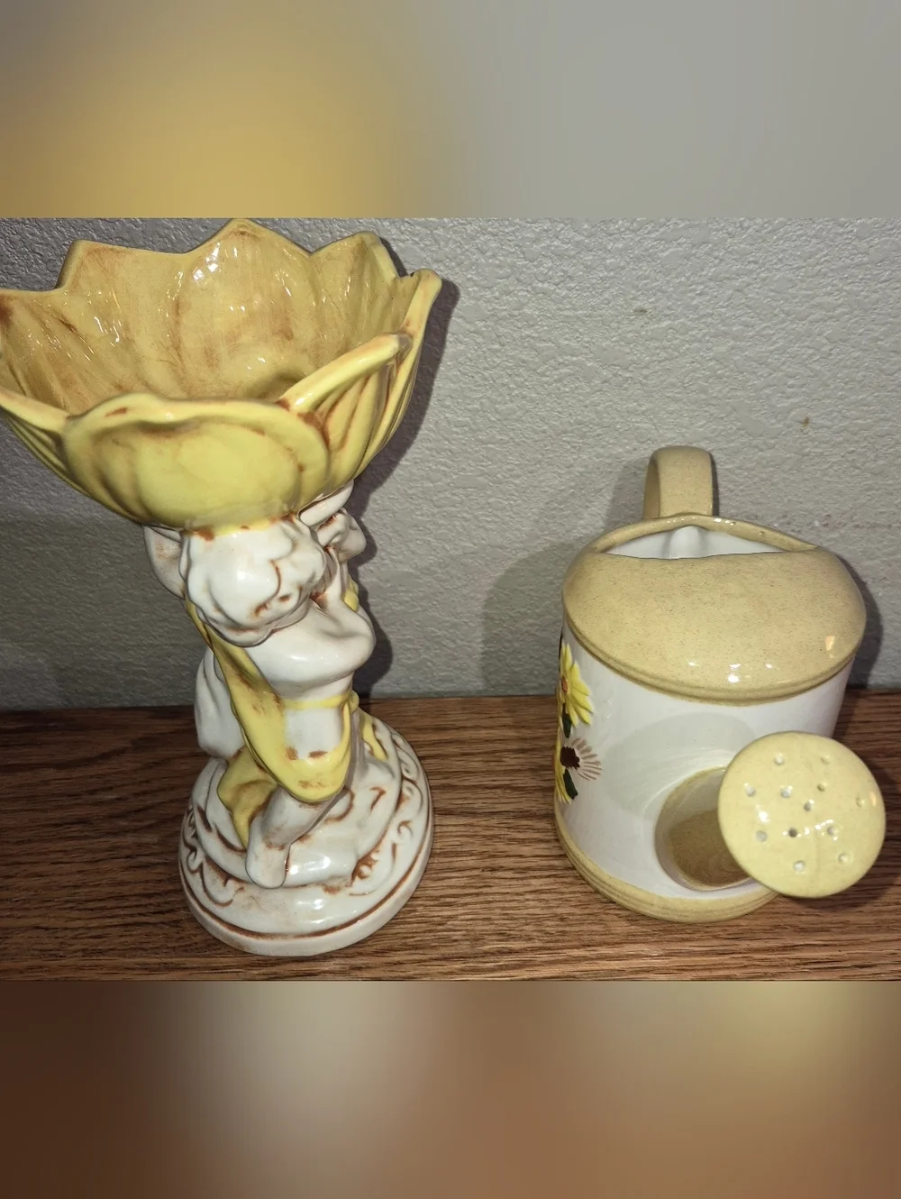 Lot Of 2 Vintage Italian Cherub Vase, Planter 8in Tall & flower Pot Planter